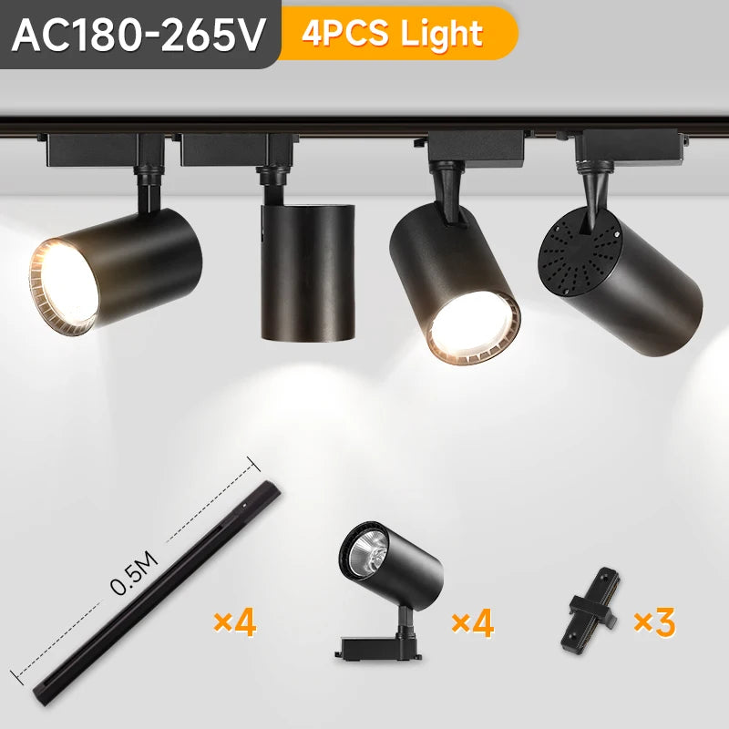 LED railspot 220V – 12W/20W/30W/40W plafond track verlichting voor woonkamer & keuken