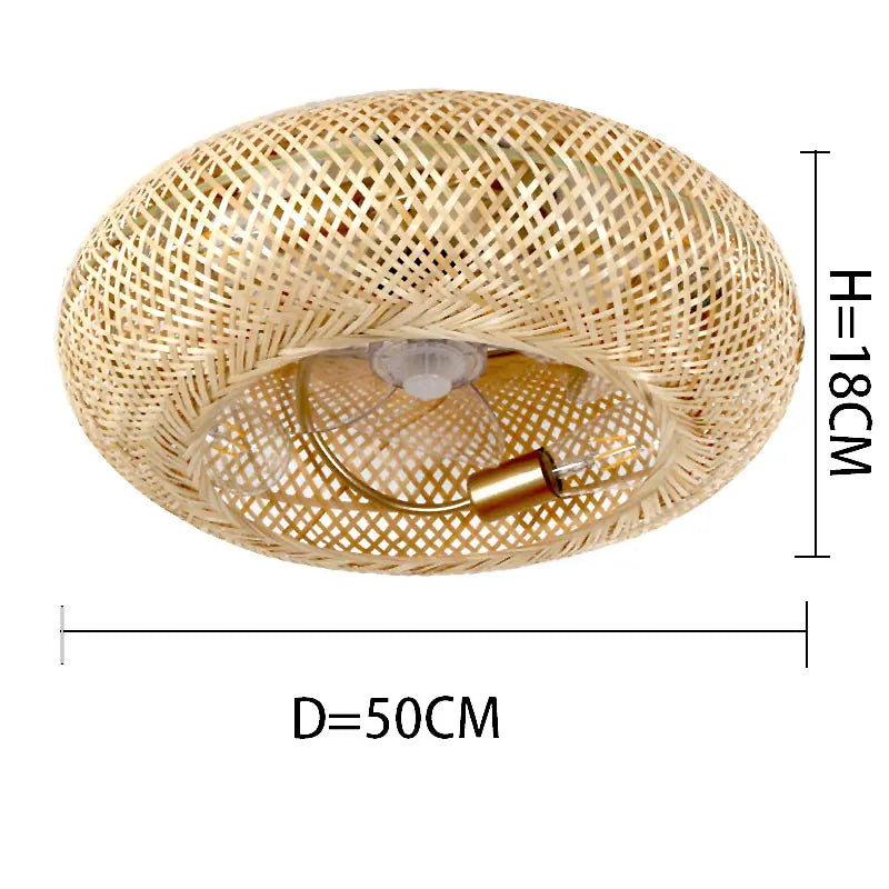 Moderne bamboe plafondventilator met LED licht – stille inklapbare bladen & afstandsbediening (50 cm)