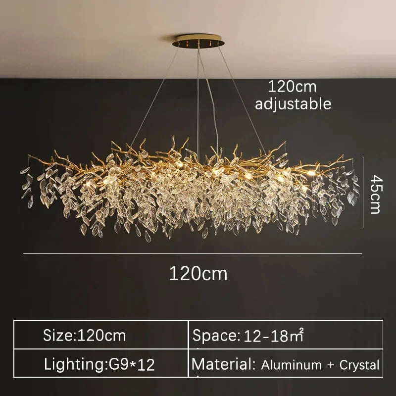 Luxe gouden kristallen LED kroonluchter – elegante plafondverlichting voor woonkamer & eetkamer