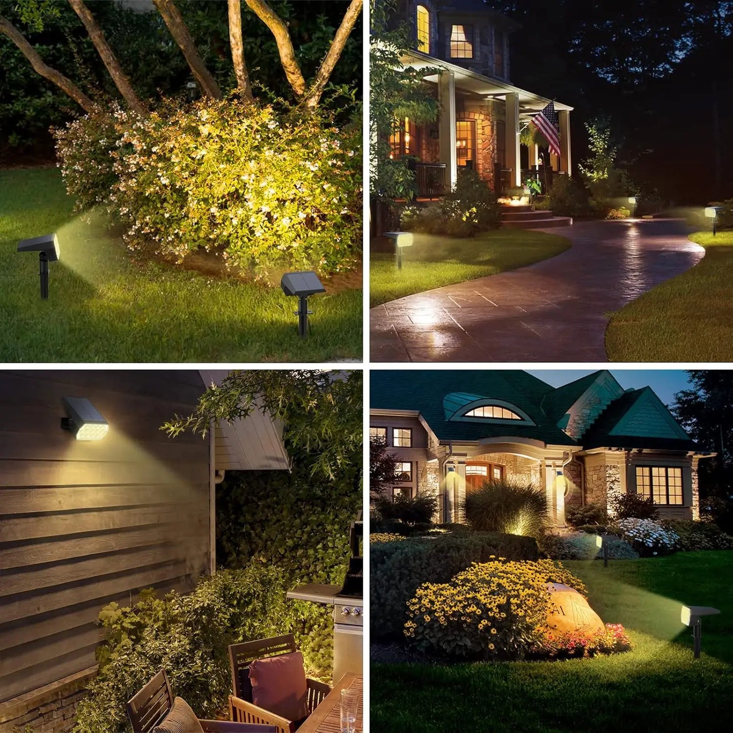 Solar Tuin Spotlights Buiten 52 LED – 3 Lichtstanden – IP65 Waterdicht – Zonne-Spotlamp voor Pad, Oprit & Tuin