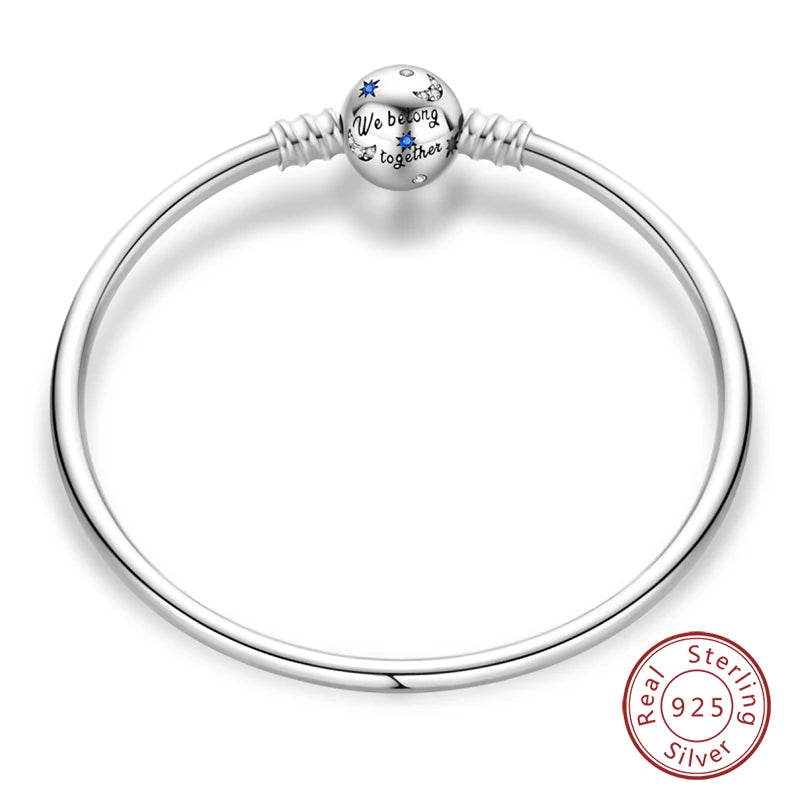 925 Sterling zilveren “Forever Love” hartarmband – Ster, maan, vliegtuig & aarde charms voor dames