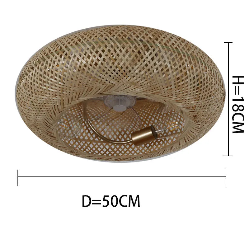 Moderne bamboe plafondventilator met LED licht – stille inklapbare bladen & afstandsbediening (50 cm)