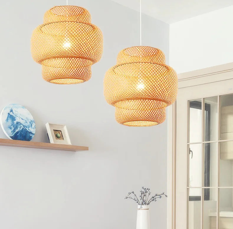 Handgeweven bamboe hanglamp – Chinese stijl pendant lamp voor slaapkamer & woonkamer