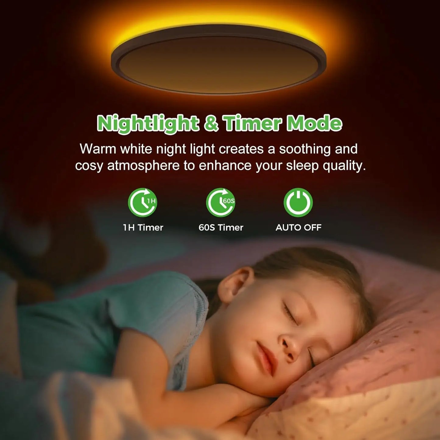 24W LED plafondlamp met RGB & nachtlicht – dimbare plafondverlichting met afstandsbediening voor slaapkamer & woonkamer