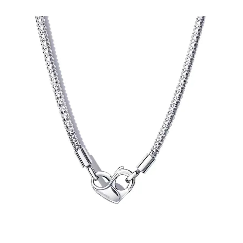 925 sterling zilveren slangenschakel ketting met hart hanger – klassieke charm ketting voor vrouwen