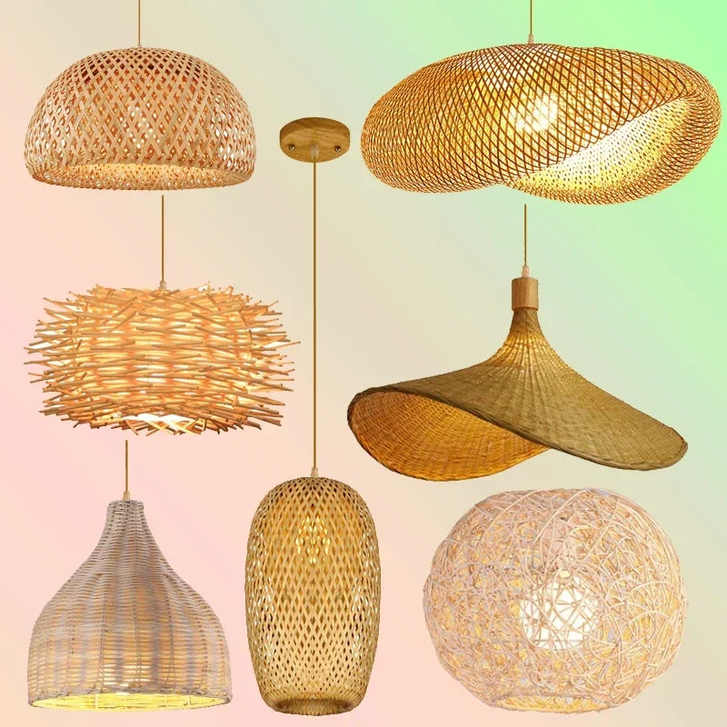 Rotan bamboe hanglamp – handgeweven natuurlijke pendant lamp voor woonkamer & slaapkamer