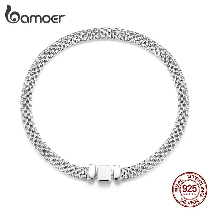 925 sterling zilveren gevlochten armband – retro schakelarmband met vierkante gesp