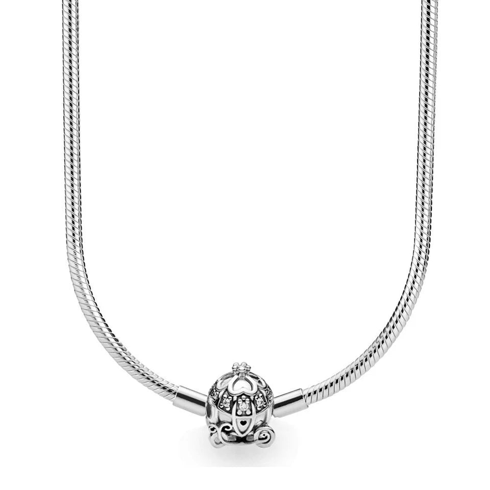 Disney-inspiratie Minnie & Mickey ketting – 925 sterling zilveren charm met strik en pompoen detail