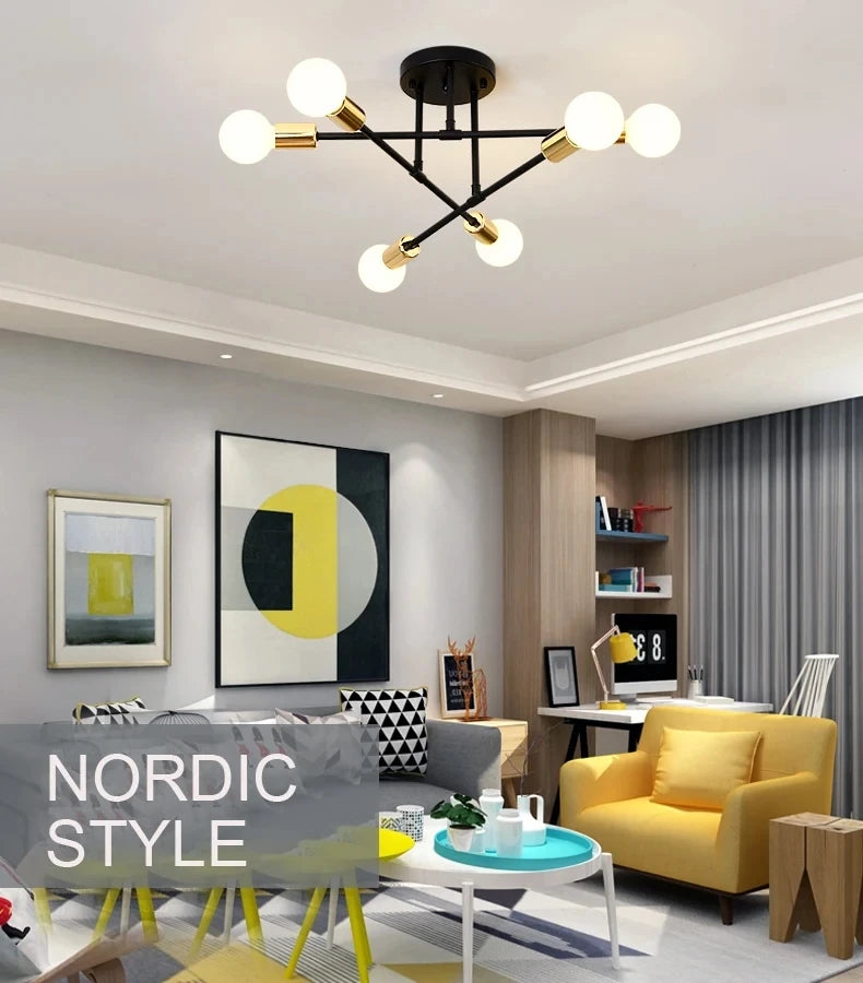 Nordic minimalistische hanglamp – moderne LED plafondlamp in zwart/goud voor slaapkamer & woonkamer