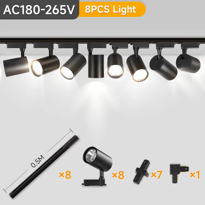 LED railspot 220V – 12W/20W/30W/40W plafond track verlichting voor woonkamer & keuken