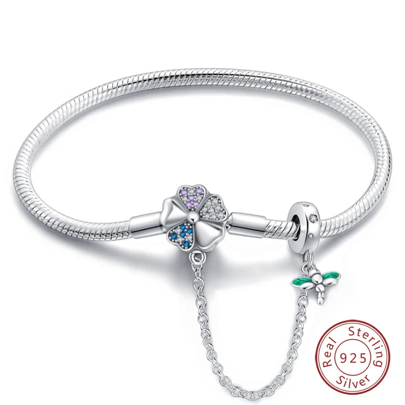 925 Sterling zilveren “Forever Love” hartarmband – Ster, maan, vliegtuig & aarde charms voor dames