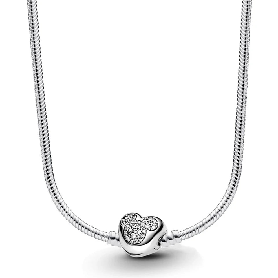 Disney-inspiratie Minnie & Mickey ketting – 925 sterling zilveren charm met strik en pompoen detail