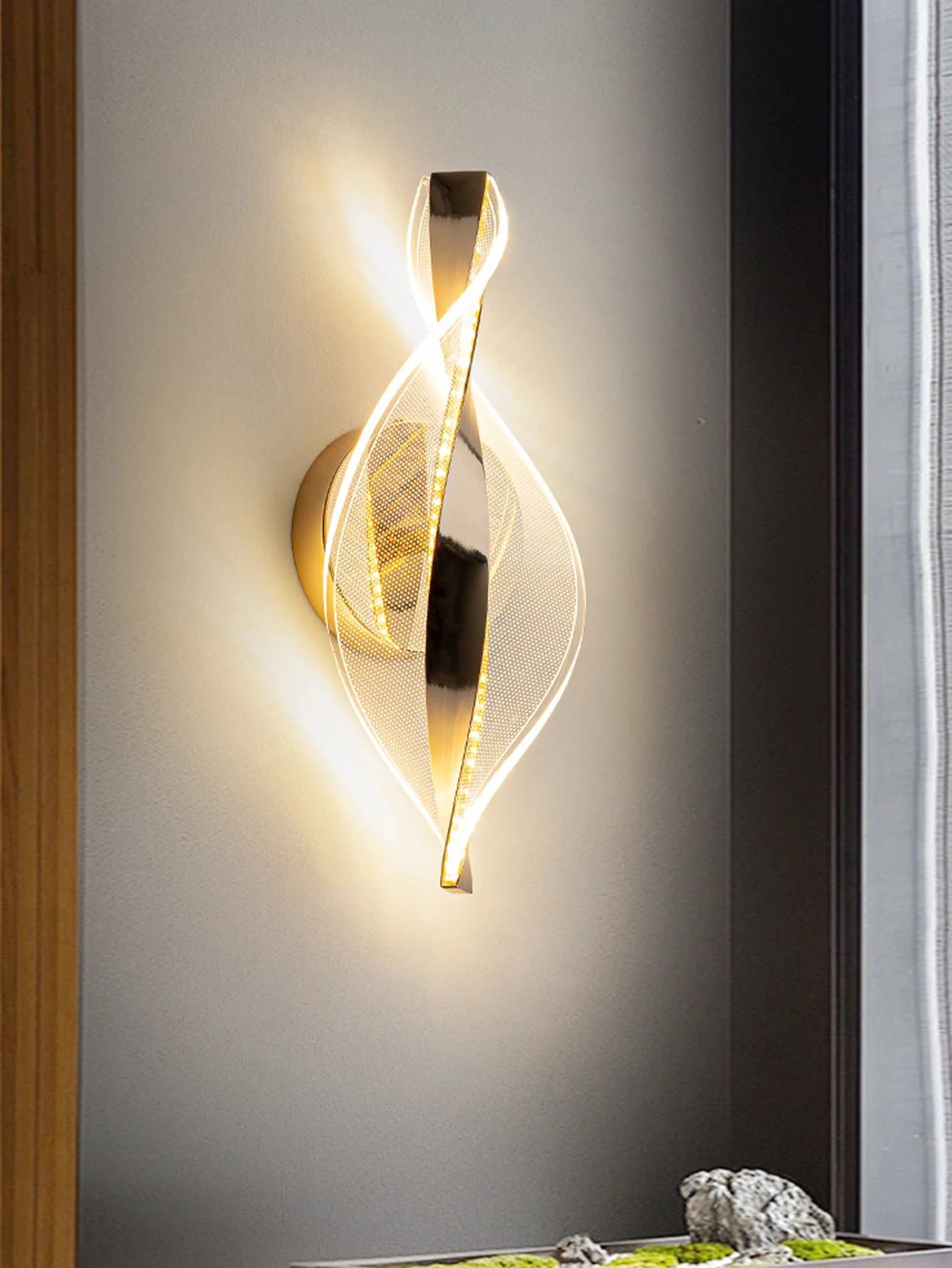 Moderne LED wandlamp – goud/zwart acryl wandverlichting voor slaapkamer, hal & woonkamer
