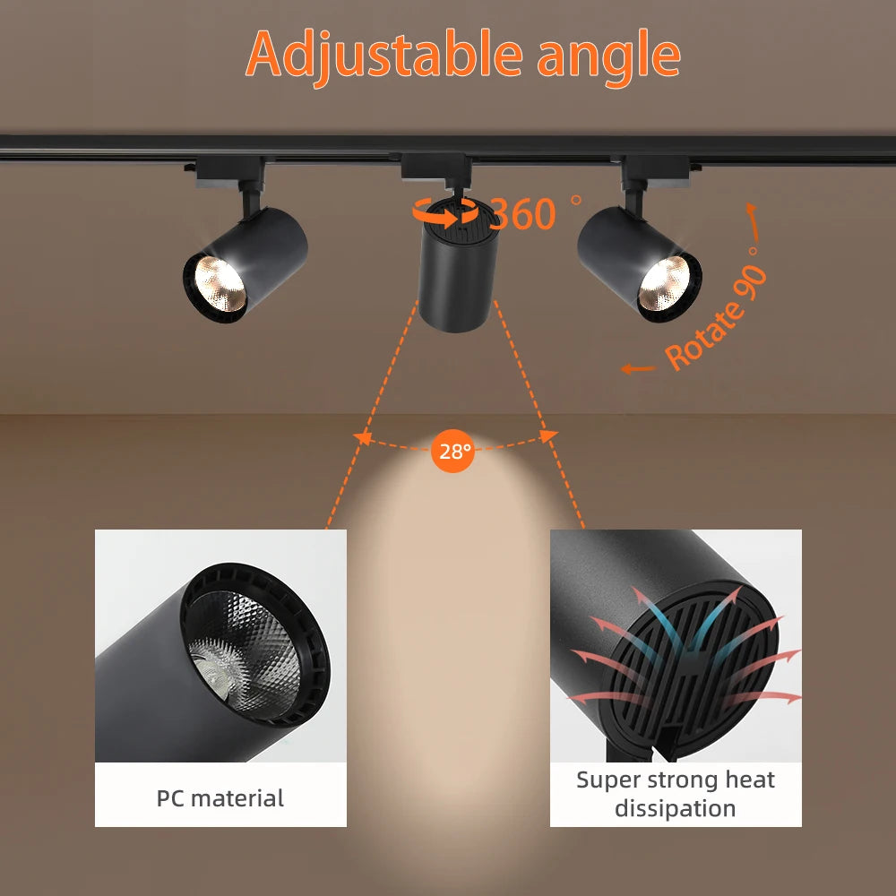 LED railspot 220V – 12W/20W/30W/40W plafond track verlichting voor woonkamer & keuken