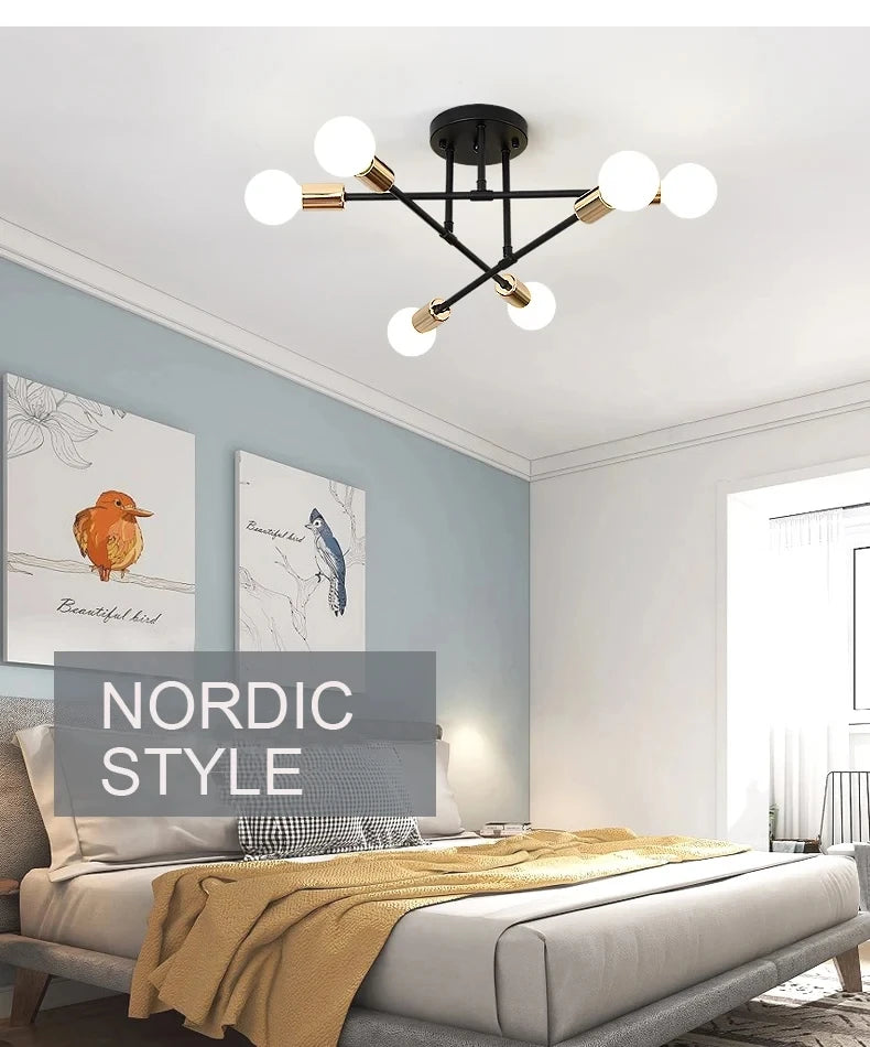 Nordic minimalistische hanglamp – moderne LED plafondlamp in zwart/goud voor slaapkamer & woonkamer