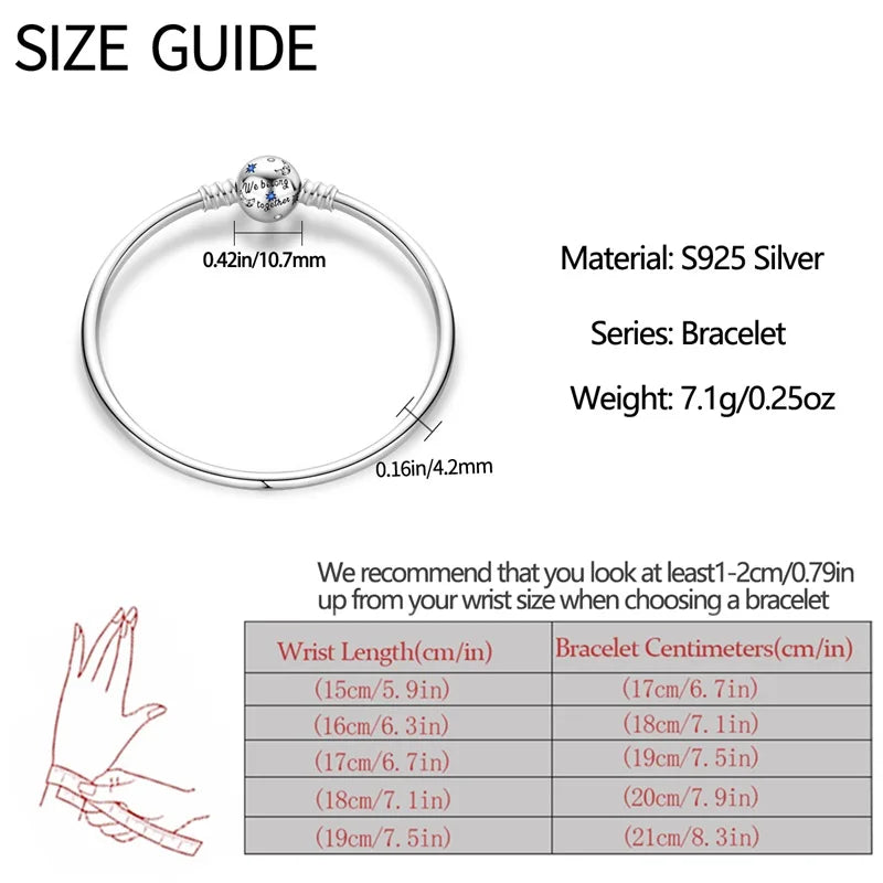 925 Sterling zilveren “Forever Love” hartarmband – Ster, maan, vliegtuig & aarde charms voor dames