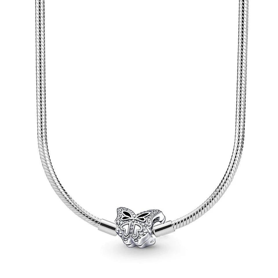 Disney-inspiratie Minnie & Mickey ketting – 925 sterling zilveren charm met strik en pompoen detail