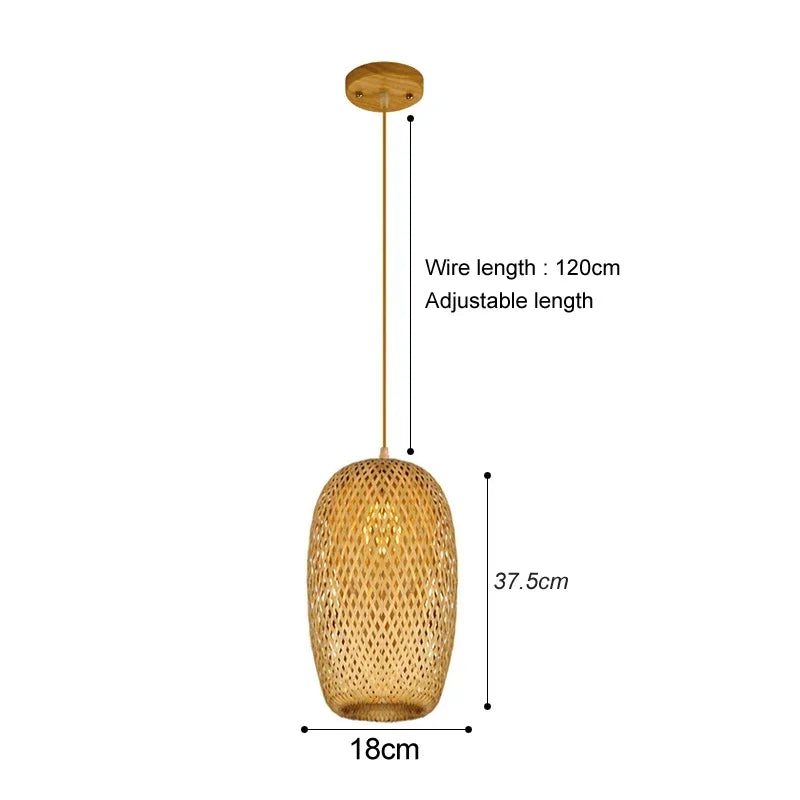 Rotan bamboe hanglamp – handgeweven natuurlijke pendant lamp voor woonkamer & slaapkamer