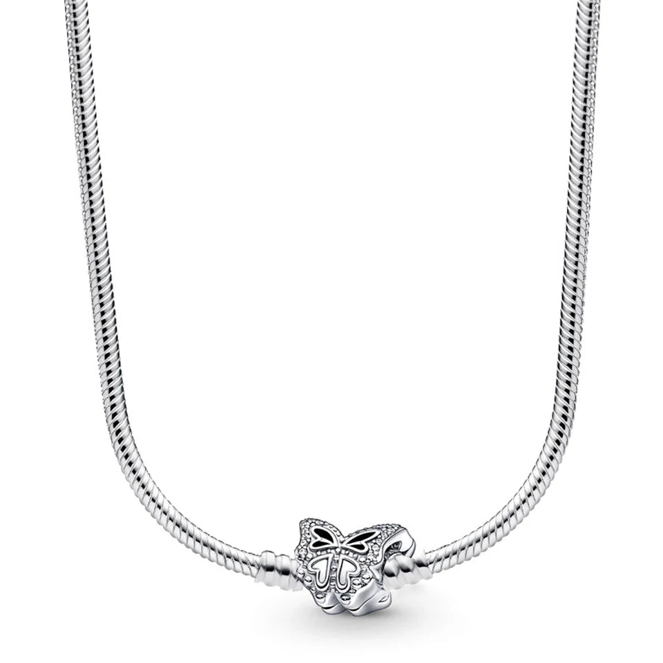 Disney-inspiratie Minnie & Mickey ketting – 925 sterling zilveren charm met strik en pompoen detail