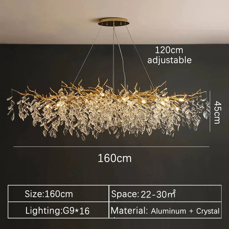 Luxe gouden kristallen LED kroonluchter – elegante plafondverlichting voor woonkamer & eetkamer