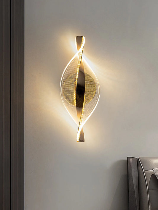 Moderne LED wandlamp – goud/zwart acryl wandverlichting voor slaapkamer, hal & woonkamer