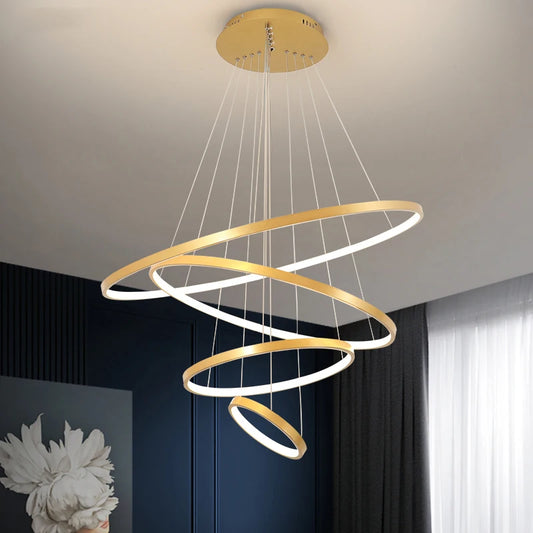 Moderne LED ring kroonluchter – dimbare design hanglamp voor eetkamer & slaapkamer