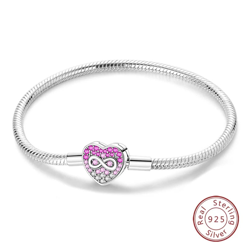 925 Sterling zilveren “Forever Love” hartarmband – Ster, maan, vliegtuig & aarde charms voor dames