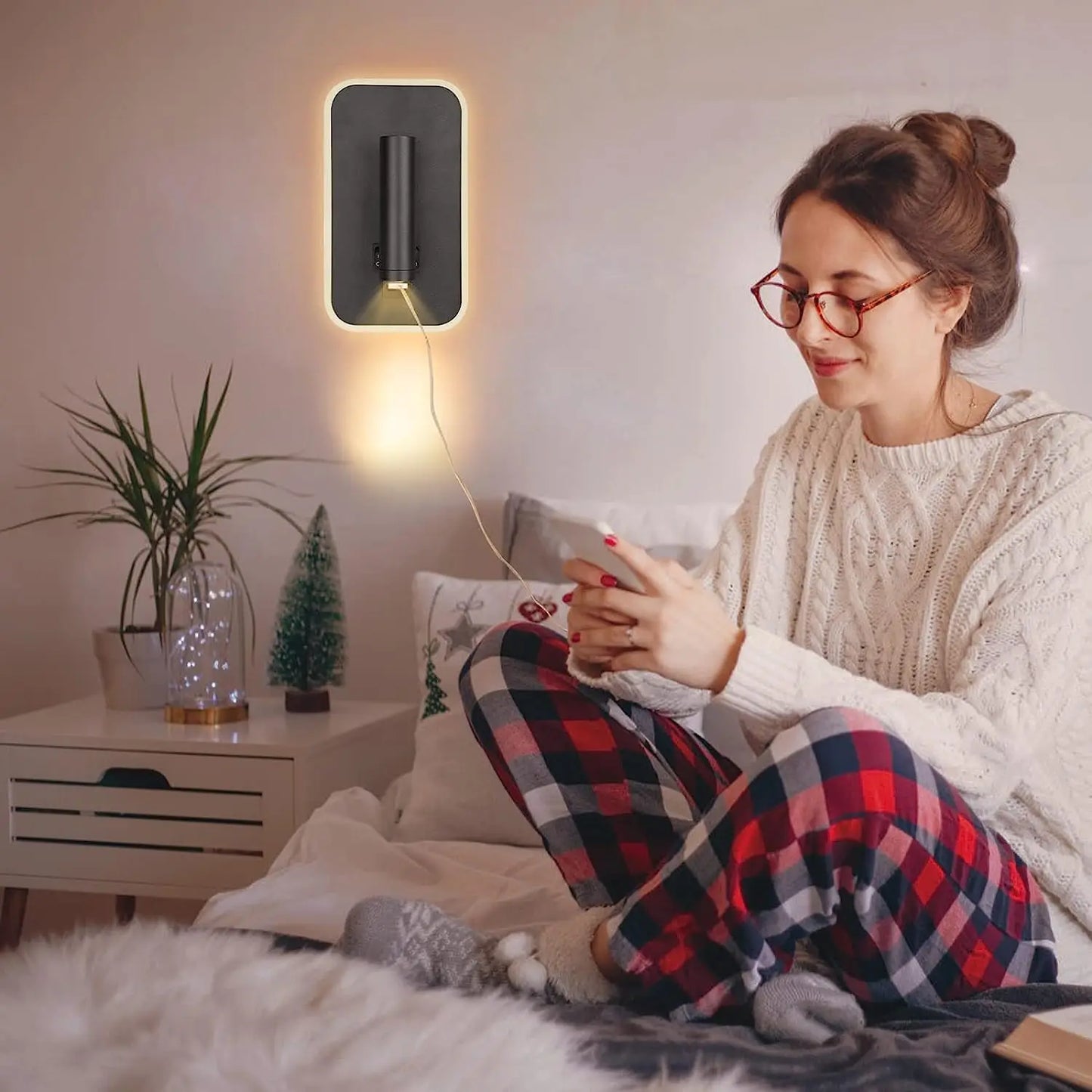 LED bedwandlamp met leeslicht & USB-poort – draaibare wandlamp met schakelaar voor slaapkamer