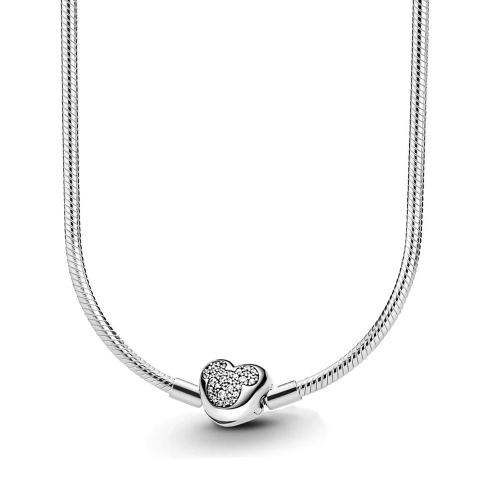 Disney-inspiratie Minnie & Mickey ketting – 925 sterling zilveren charm met strik en pompoen detail