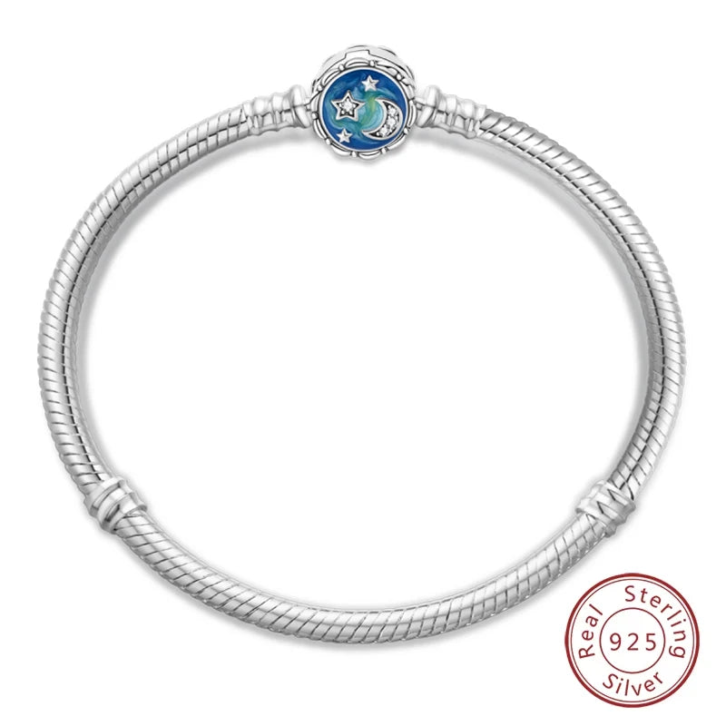 925 Sterling zilveren “Forever Love” hartarmband – Ster, maan, vliegtuig & aarde charms voor dames