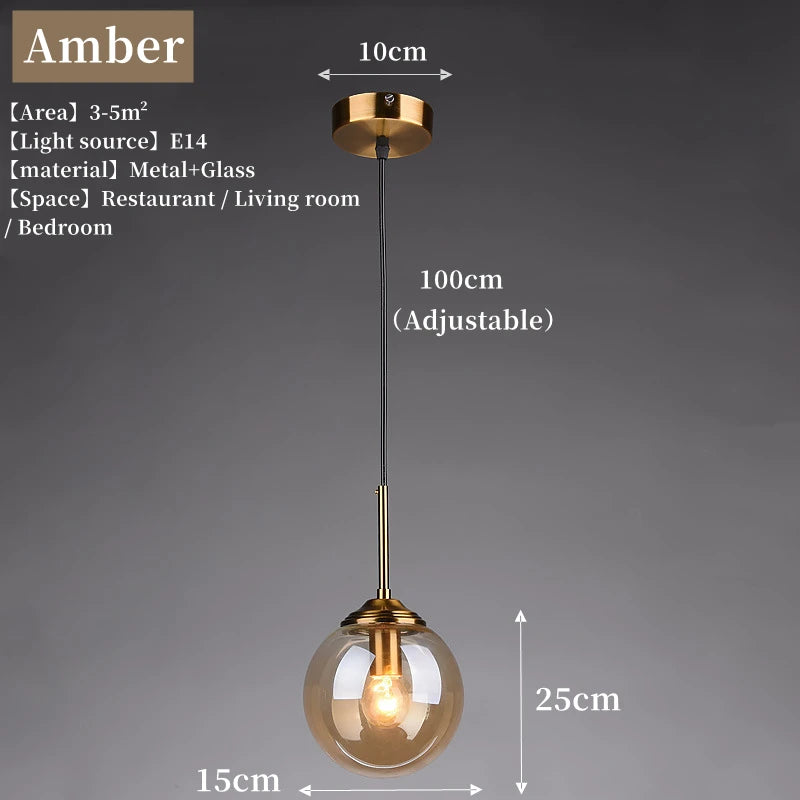 Moderne luxe metalen hanglamp – Nordic LED glazen pendant voor woonkamer, eetkamer & bedside