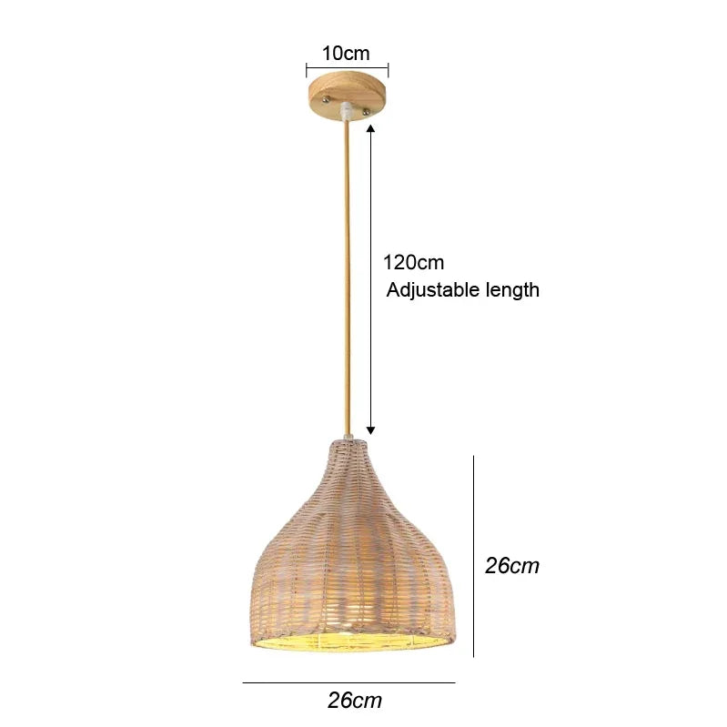Rotan bamboe hanglamp – handgeweven natuurlijke pendant lamp voor woonkamer & slaapkamer