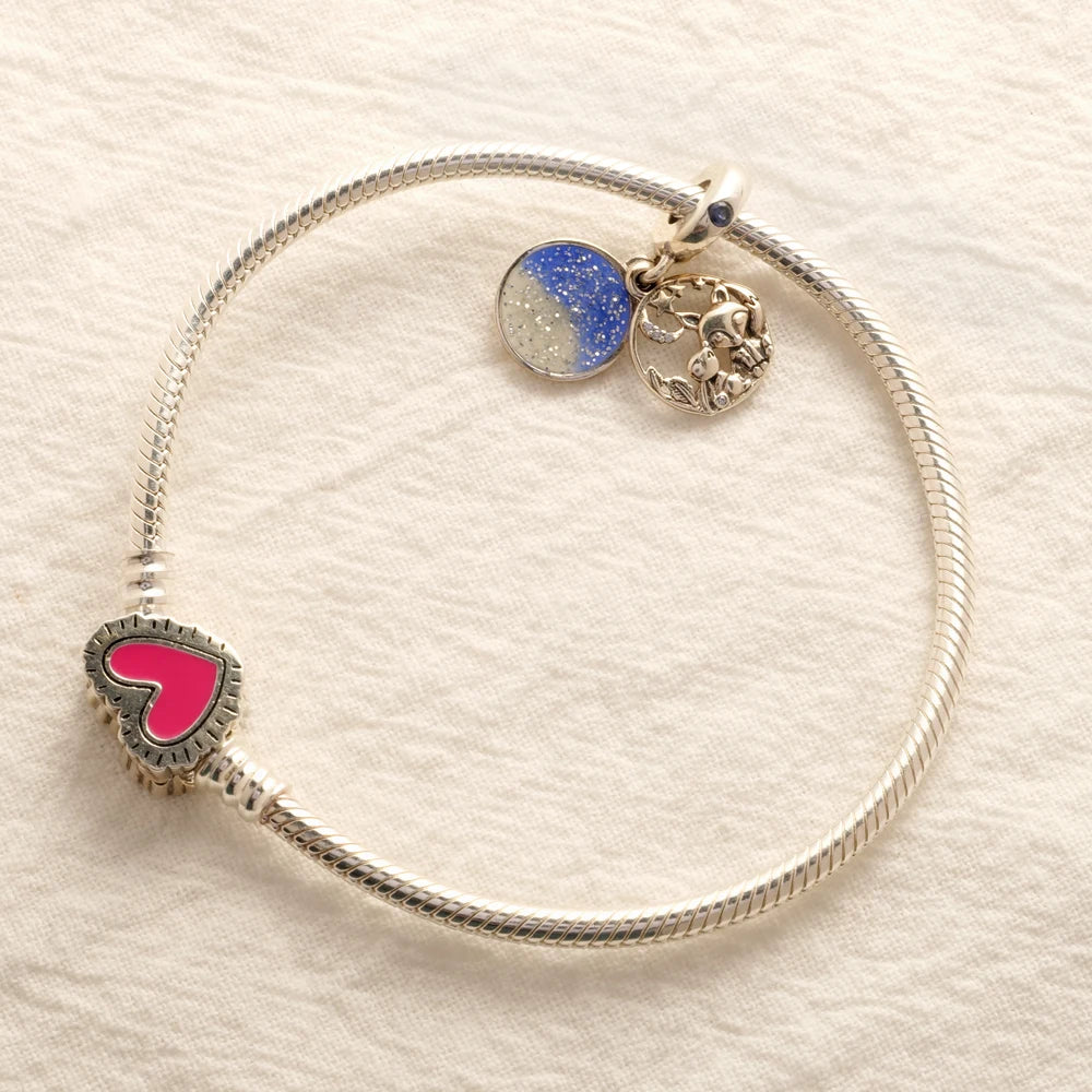 Disney geïnspireerde 925 zilverkleurige bedelarmband – Luxe armband met natuursteen & charms voor dames