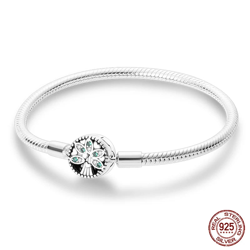 925 sterling zilveren bedelarmband – Ster, maan, zon & klavertje vier met groene zirconia