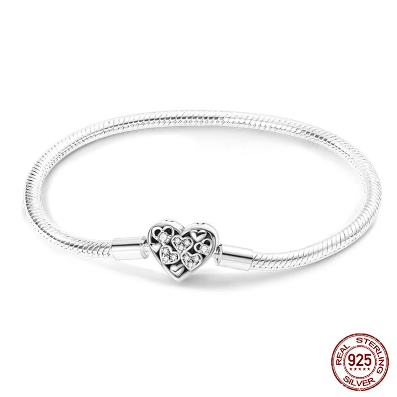 925 sterling zilveren bedelarmband – Ster, maan, zon & klavertje vier met groene zirconia