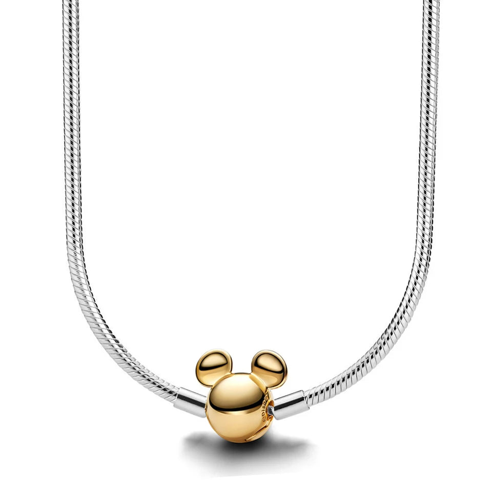 Disney-inspiratie Minnie & Mickey ketting – 925 sterling zilveren charm met strik en pompoen detail