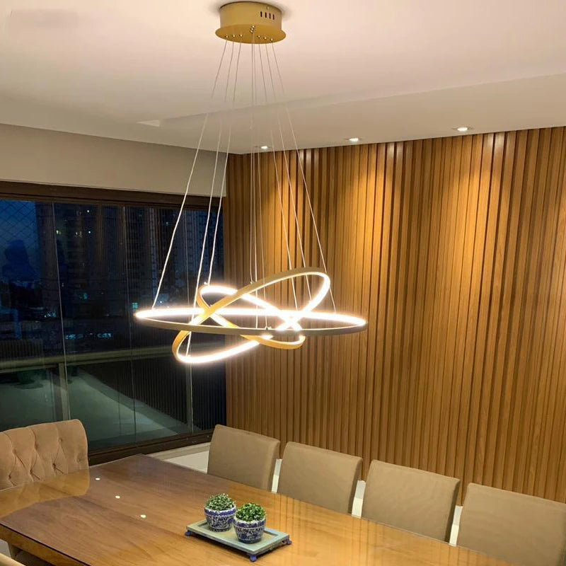 Moderne LED ring kroonluchter – dimbare design hanglamp voor eetkamer & slaapkamer