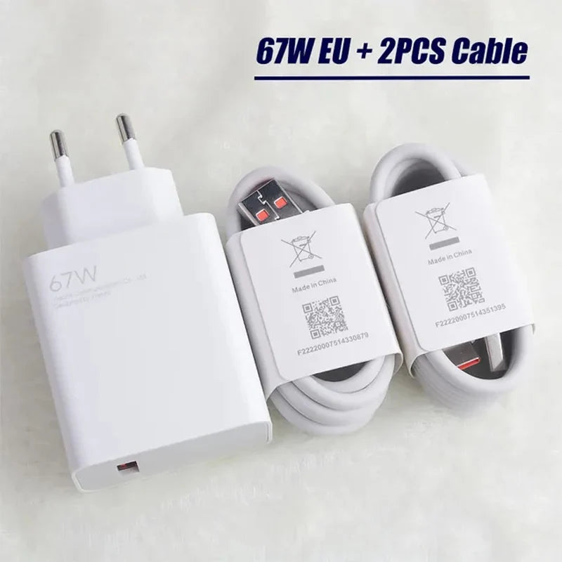 Xiaomi 67W originele snellader EU – Turbo Charge adapter met 6A USB-C kabel