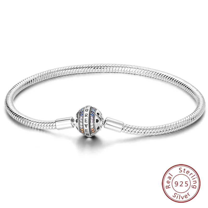 925 Sterling zilveren “Forever Love” hartarmband – Ster, maan, vliegtuig & aarde charms voor dames