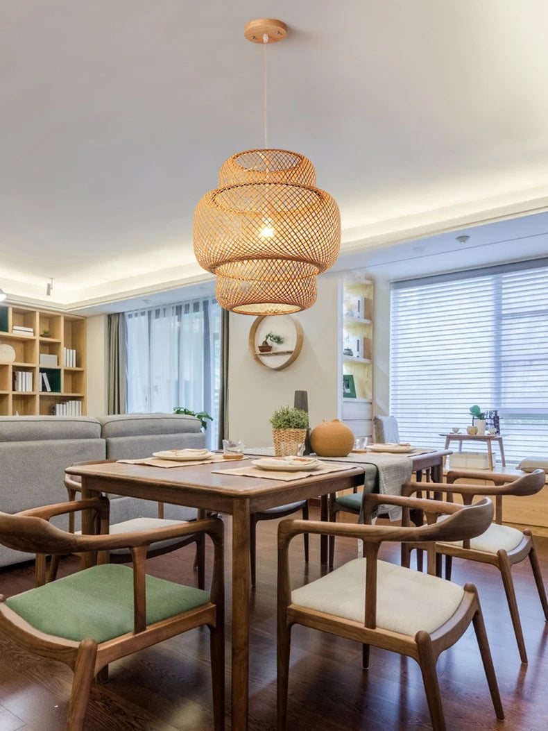 Handgeweven bamboe hanglamp – Chinese stijl pendant lamp voor slaapkamer & woonkamer