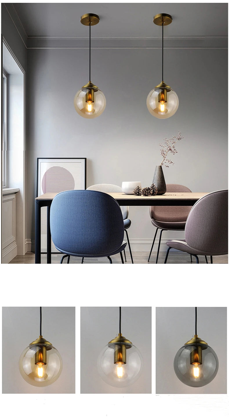 Moderne luxe metalen hanglamp – Nordic LED glazen pendant voor woonkamer, eetkamer & bedside