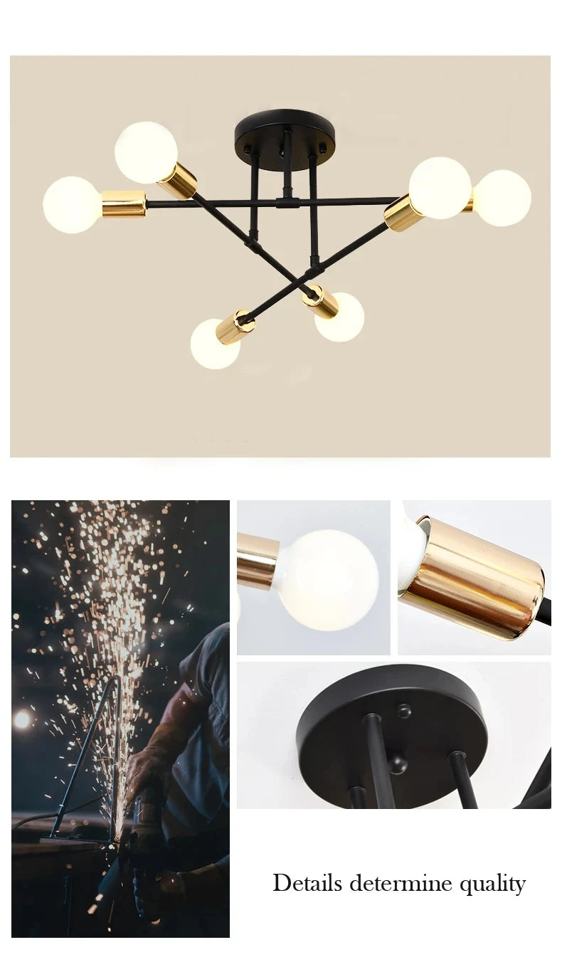 Nordic minimalistische hanglamp – moderne LED plafondlamp in zwart/goud voor slaapkamer & woonkamer