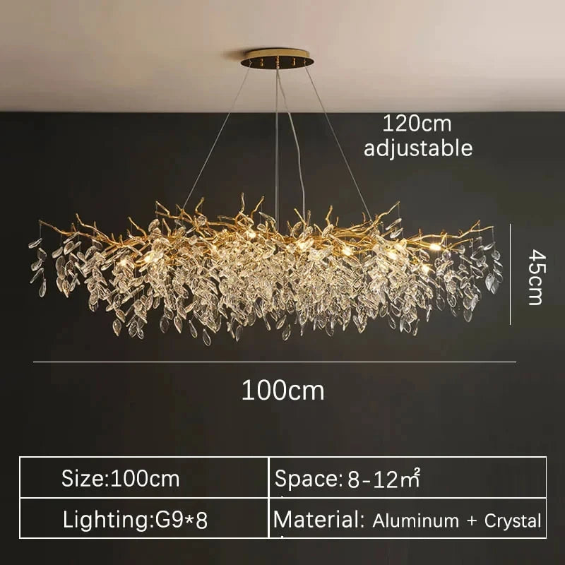 Luxe gouden kristallen LED kroonluchter – elegante plafondverlichting voor woonkamer & eetkamer