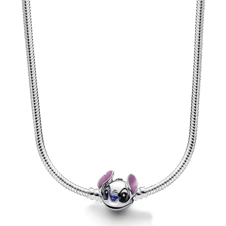 Disney-inspiratie Minnie & Mickey ketting – 925 sterling zilveren charm met strik en pompoen detail