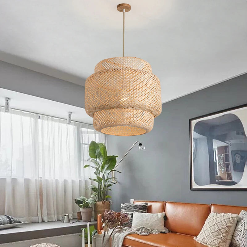 Handgeweven bamboe hanglamp – Chinese stijl pendant lamp voor slaapkamer & woonkamer