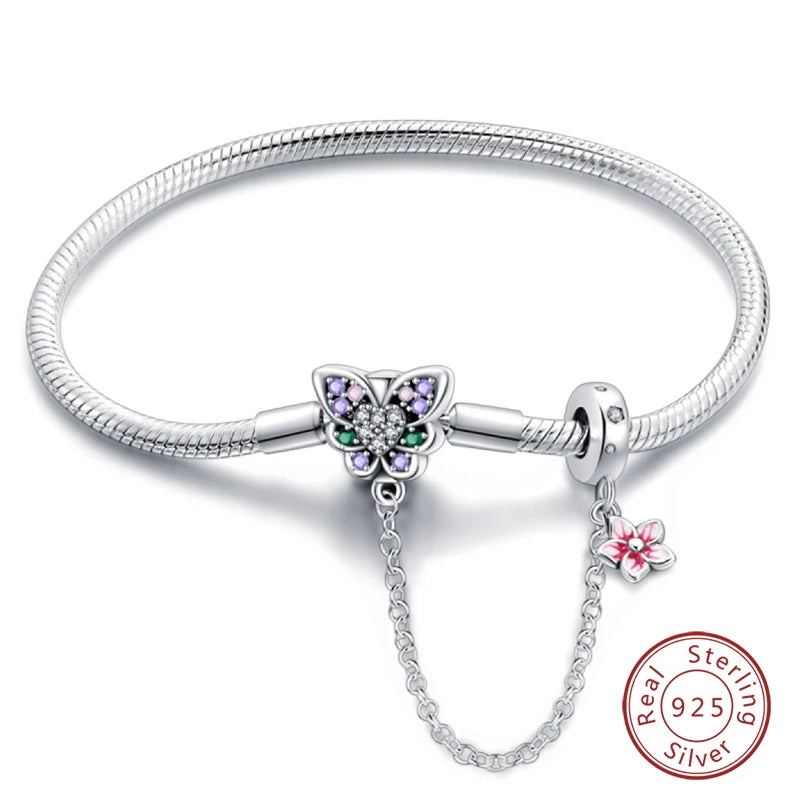 925 sterling zilveren bedelarmband – Ster, maan, zon & klavertje vier met groene zirconia