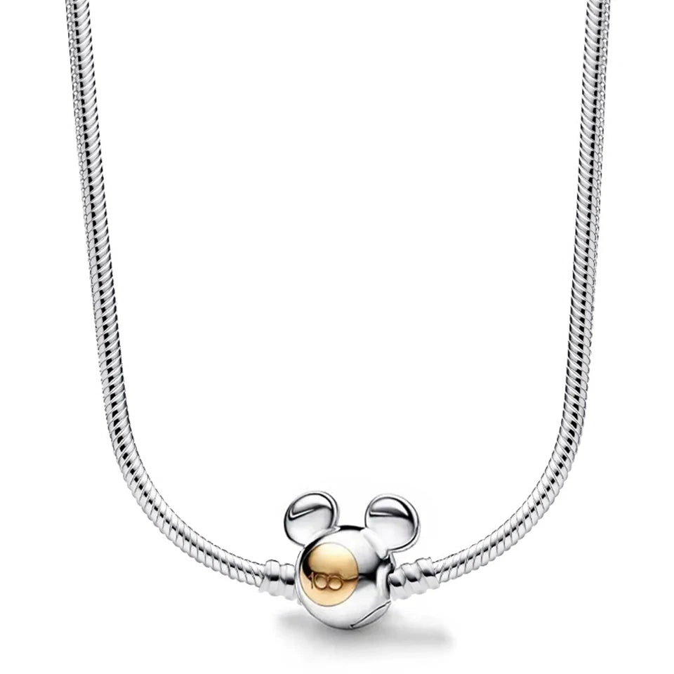 Disney-inspiratie Minnie & Mickey ketting – 925 sterling zilveren charm met strik en pompoen detail
