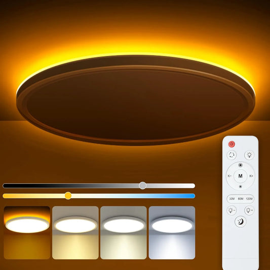 24W LED plafondlamp met RGB & nachtlicht – dimbare plafondverlichting met afstandsbediening voor slaapkamer & woonkamer