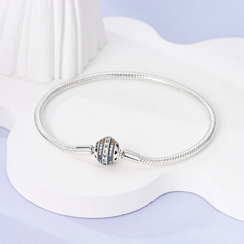 925 Sterling zilveren “Forever Love” hartarmband – Ster, maan, vliegtuig & aarde charms voor dames