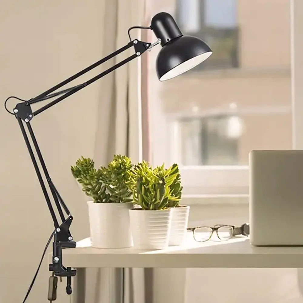 Moderne bureaulamp met klem – opvouwbare LED tafellamp voor studie, kantoor & manicure werkplek
